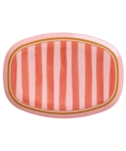 Rice plate organic stripes, melamine servies, bord, plate, organic stripes, rice, wonderzolder.nl