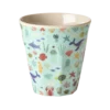 Rice beker blue ocean, medium cup, melamine, kinderservies, kinderbeker, ocean, blue, zeedieren, blauw, rice, wonderzolder.nl