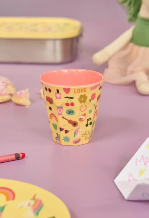 RICE beker Unicorn Love, melamine, medium cup, beker, kinderbeker, kinderservies, unicorn, love, rice, wonderzolder.nl