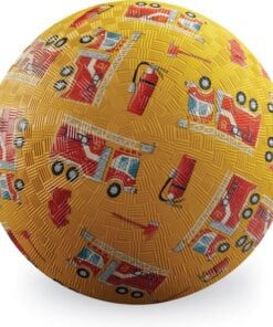 Crocodile Creek rubberen speelbal brandweerwagens - 13 cm