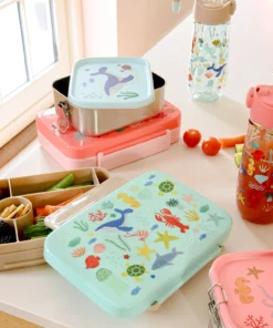 RICE lunchbox Blue Ocean, lunchbox, broodtrommel, blue, blauw, ocean, zeedieren, rice, wonderzolder.nl