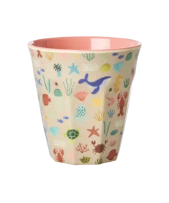 RICE beker Ocean Coral, melamine, medium cup, kinderbeker, kinderservies, ocean, coral, koraal, rice, wonderzolder.nl