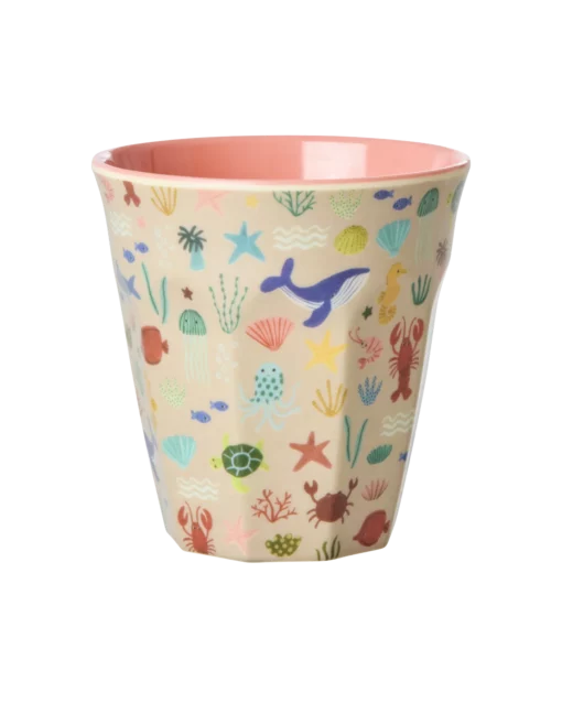 RICE beker Ocean Coral, melamine, medium cup, kinderbeker, kinderservies, ocean, coral, koraal, rice, wonderzolder.nl