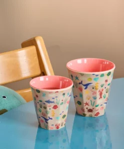 RICE beker Ocean Coral, melamine, medium cup, kinderbeker, kinderservies, ocean, coral, koraal, rice, wonderzolder.nl