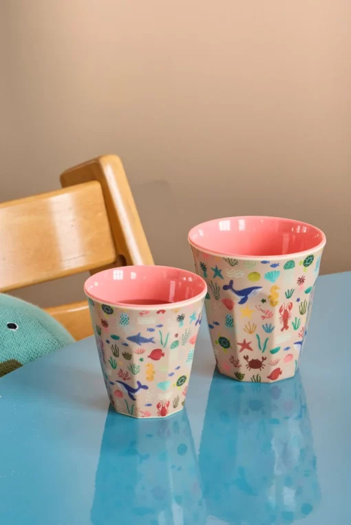 RICE beker Ocean Coral, melamine, medium cup, kinderbeker, kinderservies, ocean, coral, koraal, rice, wonderzolder.nl