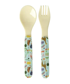 RICE bestek fun fair mint, lepel, vork, bestek, kinderservies, melamine, fun fair, mint, blauw, rice, wonderzolder.nl