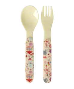 RICE bestek fun fair pink, lepel, vork, bestek, kinderservies, melamine, fun fair, pink, roze, rice, wonderzolder.nl