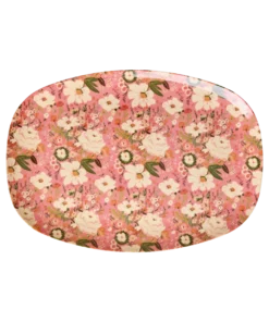 RICE plate Allison Flower, plate, bord, melamine, servies, allison flower, bloemen, roze, rice, wonderzolder.nl