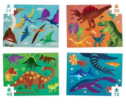 Crocodile Creek 4 in 1 puzzel dinosaurus, 4 puzzels, vloerpuzzel, legpuzzel, dino, dinosaurus, crocodile creek, wonderzolder.nl
