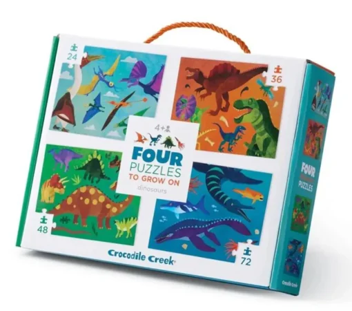 Crocodile Creek 4 in 1 puzzel dinosaurus, 4 puzzels, vloerpuzzel, legpuzzel, dino, dinosaurus, crocodile creek, wonderzolder.nl
