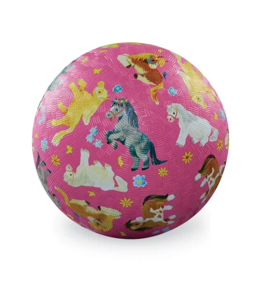 Crocodile Creek natuurrubber bal lieve pony's, speelbal, bal, voetbal, natuurrubber, lieve pony's, paarden, crocodile creek, wonderzolder.nl