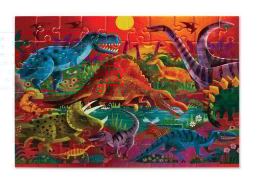 Crocodile Creek holografische puzzel dino, 60 stukjes, puzzel, legpuzzel, vloerpuzzel, dino, dinosaurus, holografische puzzel, crocodile creek, wonderzolder.nl