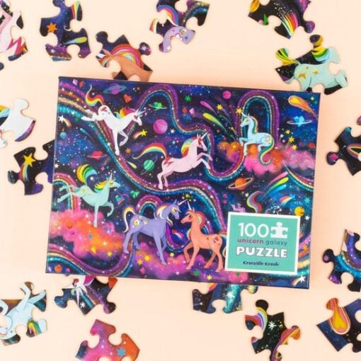 Crocodile Creek holografische puzzel Eenhoorn, 100 stukjes, puzzel, legpuzzel, vloerpuzzel, unicorn, eenhoorn, holografische puzzel, crocodile creek, wonderzolder.nl