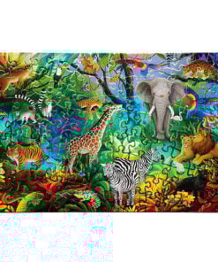 Crocodile Creek holografische puzzel Jungle, 100 stukjes, puzzel, legpuzzel, vloerpuzzel, jungle, animals, holografische puzzel, crocodile creek, wonderzolder.nl