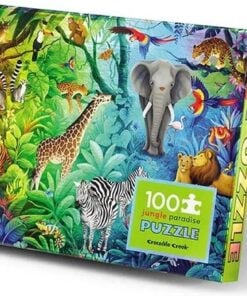 Crocodile Creek holografische puzzel Jungle, 100 stukjes, puzzel, legpuzzel, vloerpuzzel, jungle, animals, holografische puzzel, crocodile creek, wonderzolder.nl