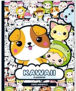 Kleurboek Kawaii Cute Animals, Kawaii, Cute Animals, kleurboek, kleuren, kleurplaat, wonderzolder.nl