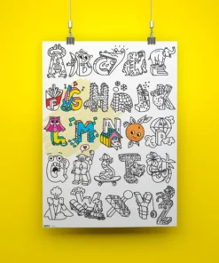 OMY kleurposter ABC, kleurposter, kleurplaat, kleuren, knutselen, kleurboek, creatief speelgoed, omy, wonderzolder.nl