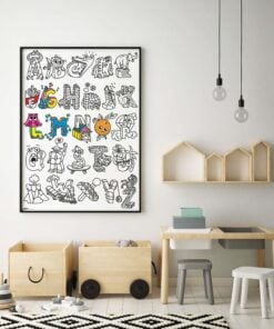 OMY kleurposter ABC, kleurposter, kleurplaat, kleuren, knutselen, kleurboek, creatief speelgoed, omy, wonderzolder.nl