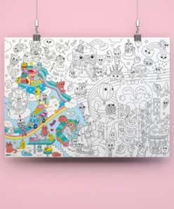 OMY kleurposter kawaii, kleurposter, kleurplaat, kleuren, knutselen, kleurboek, creatief speelgoed, kawaii, omy, wonderzolder.nl