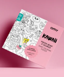 OMY kleurposter kawaii, kleurposter, kleurplaat, kleuren, knutselen, kleurboek, creatief speelgoed, kawaii, omy, wonderzolder.nl