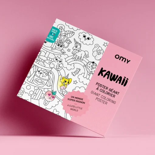 OMY kleurposter kawaii, kleurposter, kleurplaat, kleuren, knutselen, kleurboek, creatief speelgoed, kawaii, omy, wonderzolder.nl