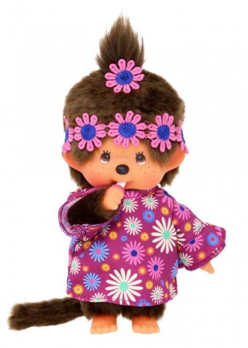 Monchhichi meisje flower power, knuffel, pop, meisje, flower power, japan, monchhichi, wonderzolder.nl