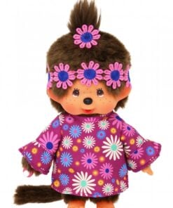 Monchhichi meisje flower power, knuffel, pop, meisje, flower power, japan, monchhichi, wonderzolder.nl