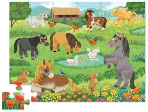 Crocodile Creek puzzel pretty pony's, 36 stukjes, vloerpuzzel, legpuzzel, pony, paarden, pretty pony's, crocodile creek, wonderzolder.nl