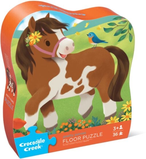 Crocodile Creek puzzel pretty pony's, 36 stukjes, vloerpuzzel, legpuzzel, pony, paarden, pretty pony's, crocodile creek, wonderzolder.nl