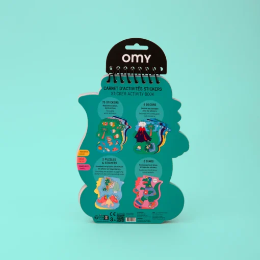 OMY sticker activiteitenboek dino, stickers, activiteitenboek, doeboek, dino, dinosaurus, omy, wonderzolder.nl