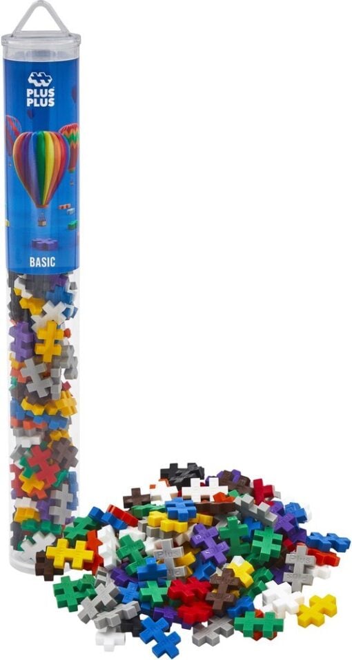 Plus-plus tube basic 100 stuks, basiskleuren, basis, basissteentjes, bouwspeelgoed, 100 stuks, creatief speelgoed, plus-plus, wonderzolder.nl