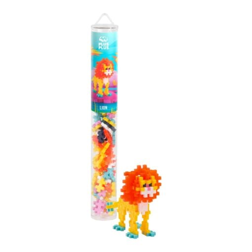 Plus-plus tube leeuw 100 stuks, leeuw, lion, transport, bouwspeelgoed, 100 stuks, creatief speelgoed, plus-plus, wonderzolder.nl