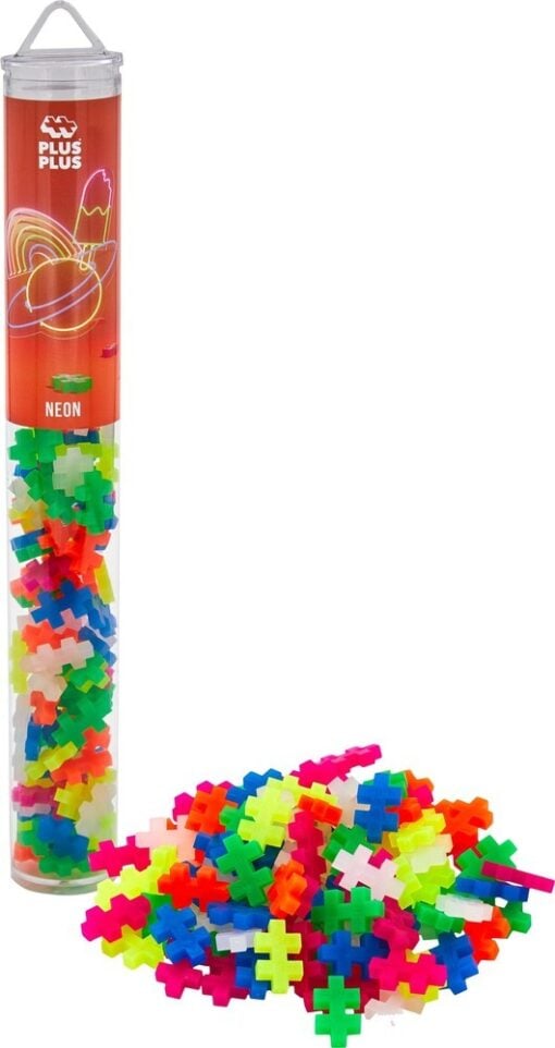 Plus-plus tube neon 100 stuks, neon, bouwspeelgoed, 100 stuks, creatief speelgoed, plus-plus, wonderzolder.nl