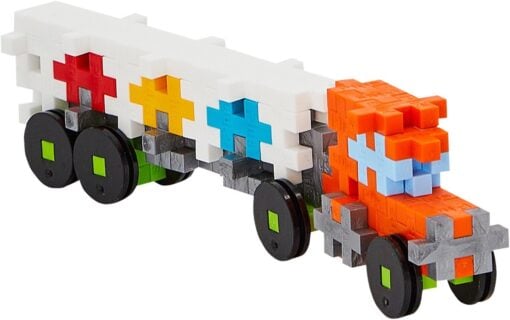 Plus-plus tube vrachtwagen 100 stuks, vrachtwagen, transport, bouwspeelgoed, 100 stuks, creatief speelgoed, plus-plus, wonderzolder.nl