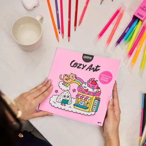 OMY cozy kleurboek kawaii, kleurboek, kawaii, cozy, kleuren, tekenen, kleurplaat, omy, wonderzolder.nl