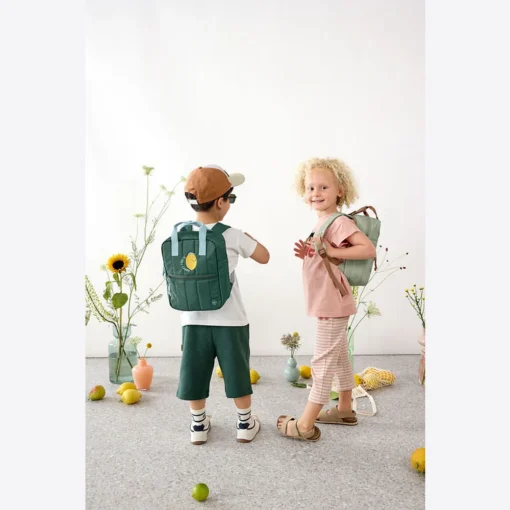 lassig mini square rugzak little gang lemon dark green, rugzak, rugtas, kindertas, little gang, lemon dark green, dark green, lemon, lassig, wonderzolder.nl
