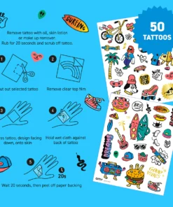 OMY tattoos surf en skate, tattoos, surfen, skate, plakstickers, omy, wonderzolder.nl