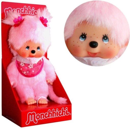 Monchhichi cherry blossom, cherry blossom, pop, aapje, roze, pink, knuffelpop, knuffel, monchhichi, wonderzolder.nl