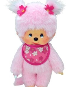 Monchhichi cherry blossom, cherry blossom, pop, aapje, roze, pink, knuffelpop, knuffel, monchhichi, wonderzolder.nl