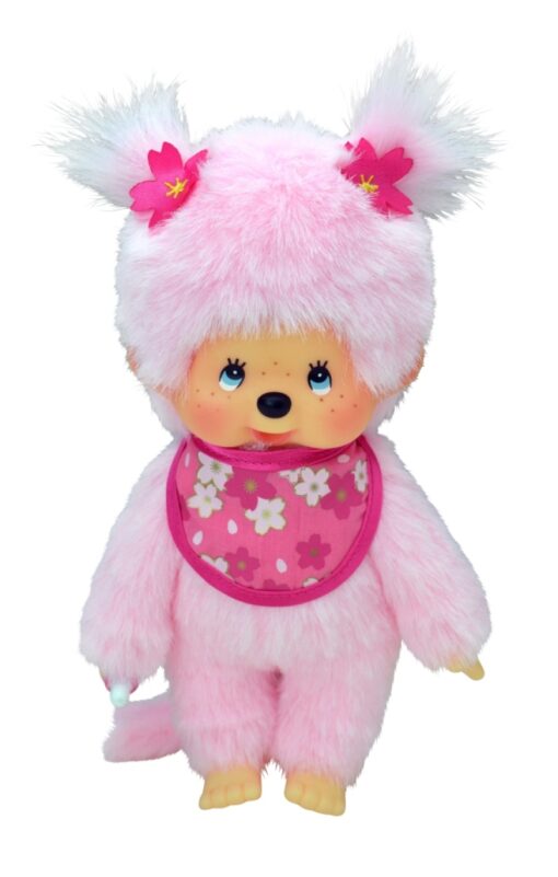 Monchhichi cherry blossom, cherry blossom, pop, aapje, roze, pink, knuffelpop, knuffel, monchhichi, wonderzolder.nl