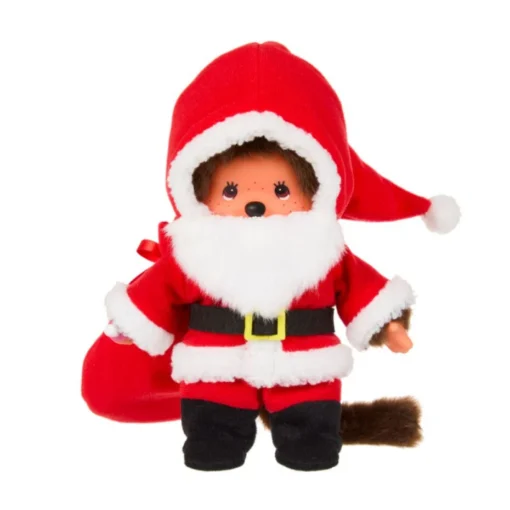 Monchhichi Kerstman, knuffel, pop, aapje, kerst, kerstfeest, kerstman, monchhichi, wonderzolder.nl