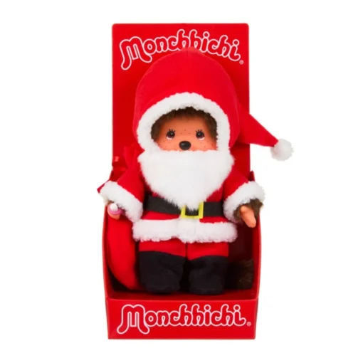 Monchhichi Kerstman, knuffel, pop, aapje, kerst, kerstfeest, kerstman, monchhichi, wonderzolder.nl