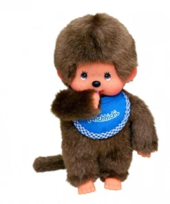 Monchhichi jongen met slab blauw, knuffel, pop, aapje, jongen, blauw, monchhichi, wonderzolder.nl