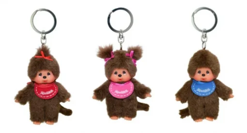 Monchhichi sleutelhanger, sleutelhanger, roze slab, blauwe slab, rode slab, monchhichi, wonderzolder.nl