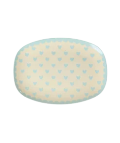 RICE plate hearts dark mint, melamine, kinderservies, plate, small, servies, hearts, hartjes, mint, dark mint, blauw, rice, wonderzolder.nl
