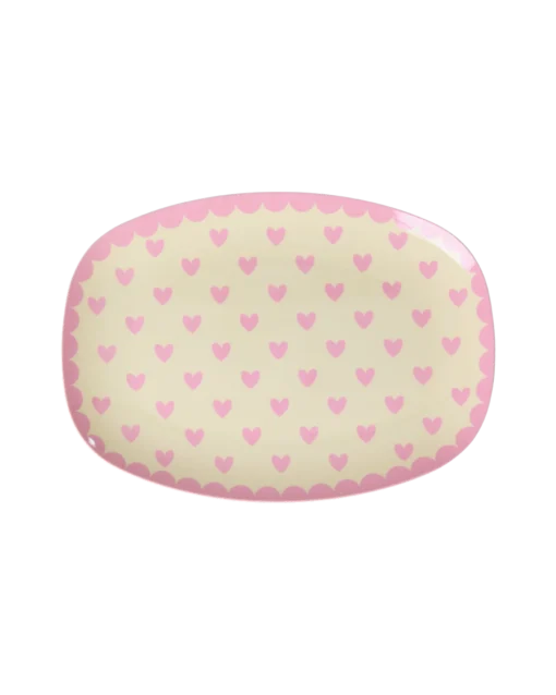 RICE plate hearts dark pink, melamine, kinderservies, plate, small, servies, hearts, hartjes, roze, dark pink, rice, wonderzolder.nl