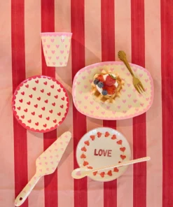 RICE plate hearts dark pink, melamine, kinderservies, plate, small, servies, hearts, hartjes, roze, dark pink, rice, wonderzolder.nl
