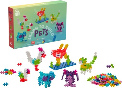 Plus-Plus learn to build pets, bouwstenen, bouwspeelgoed, pets, dieren, bouwpakket, educatief speelgoed, creatief speelgoed, duurzaam, plus-plus, wonderzolder.nl