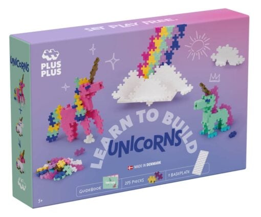 Plus-Plus learn to build unicorn, bouwstenen, bouwspeelgoed, unicorn, eenhoorn, bouwpakket, educatief speelgoed, creatief speelgoed, duurzaam, plus-plus, wonderzolder.nl
