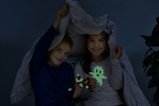 Plus-Plus glow 600 stuks, bouwstenen, bouwspeelgoed, educatief speelgoed, glow, glow in de dark, 600 stuks, plus-plus, wonderzolder.nl